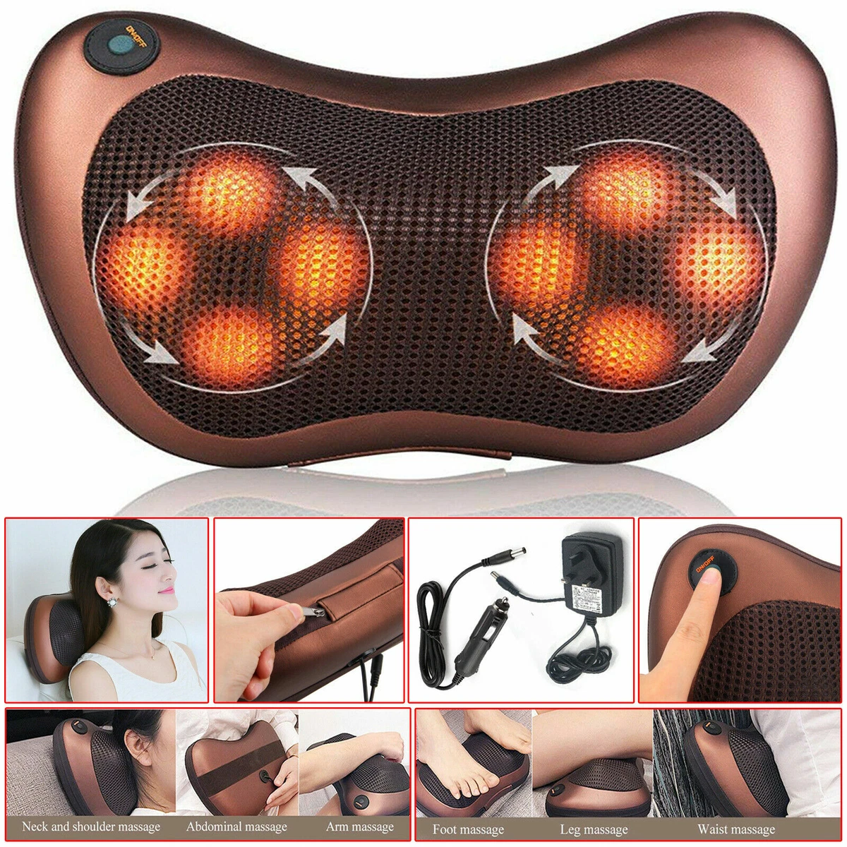 Shiatsu Neck and Back Massager with Heat, Massagers for Neck and Back,  Massage Pillow for Lower Back,Neck,Shoulder,Legs,Foot,Body Muscle Pain  Relief