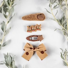 Trotting Trends Cute Fabric Hair Clips Set #9 for Girls, Women, Kids, Baby