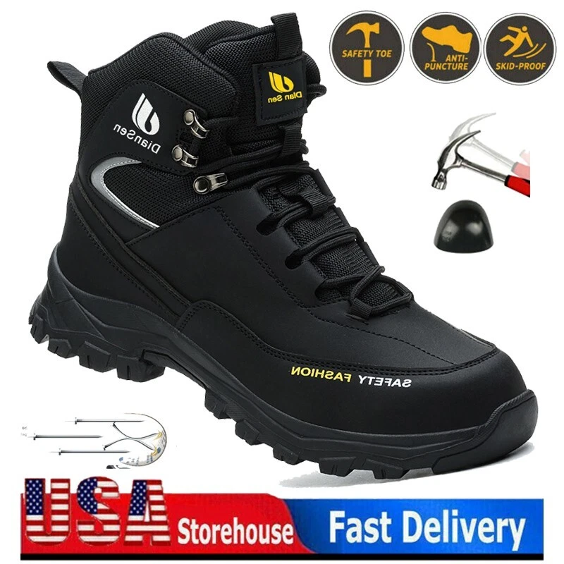 Mens High Top Safety Shoes Indestructible Steel Toe Work Boots Hiking Sneakers