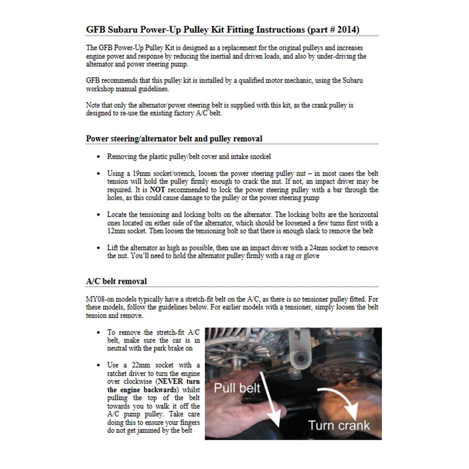 Kit de polea ligera Go Fast Bit grado aluminio para Subaru WRX STI Foto 2 de 4