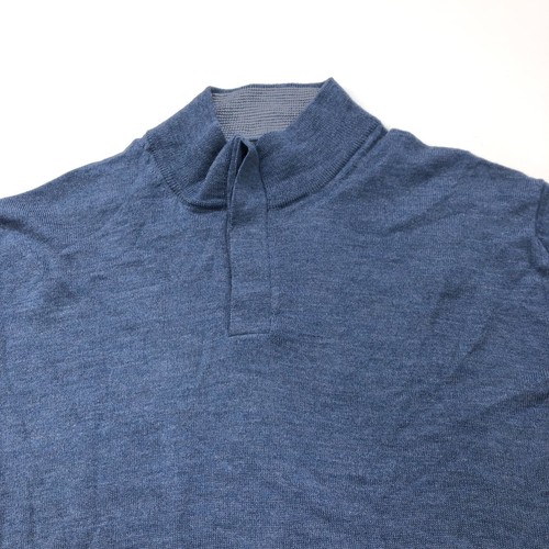 Charles Tyrwhitt XXL Merino Wool Pullover 1/4 Mock Neck Button Sweater Blue - 第 1/10 張圖片