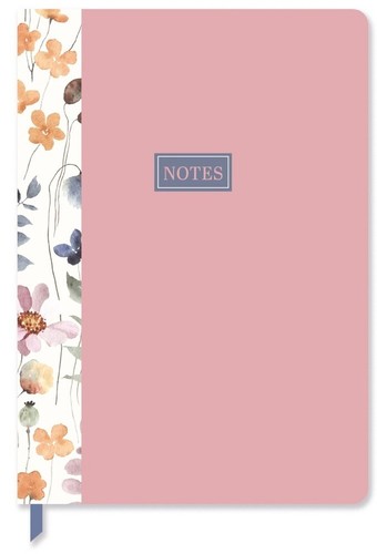 A5 Floral Note Book Pad Pink Pastel Wild Bloom Design Flowers Lined Page Marker