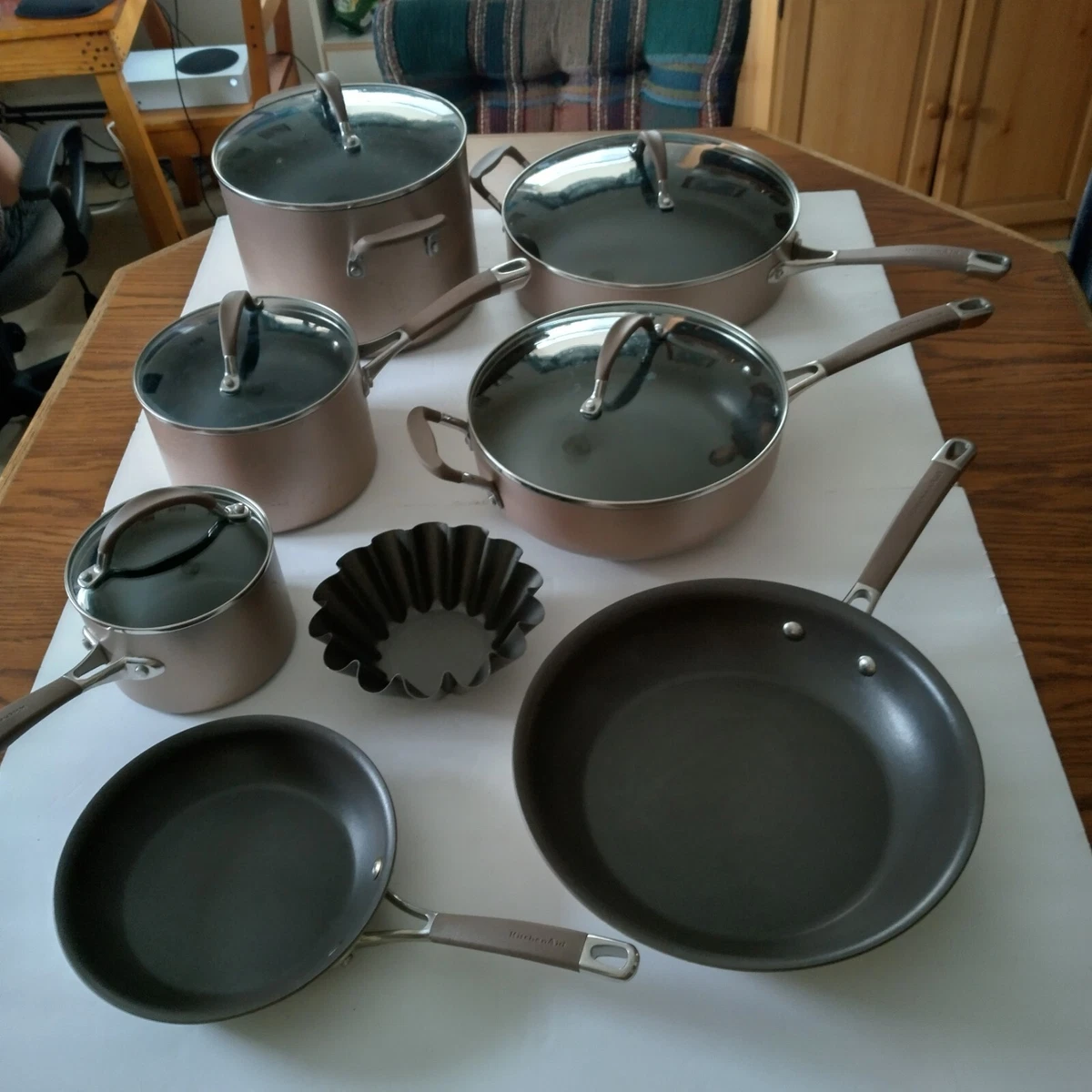 VTG KitchenAid Hard Anodized Bronze Non-Stick 13 Piece Pots & Pans Set With  Lids