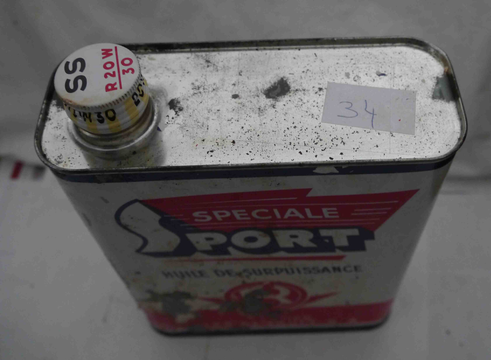 Ancien bidon huile Renault Spéciale Sport SS R20W30 collection vintage