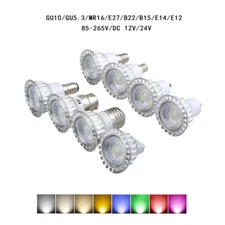 5W LED Spotlight Bulbs Dimmable 110V 220V White Red Blue Light GU10 E14 GU5.3