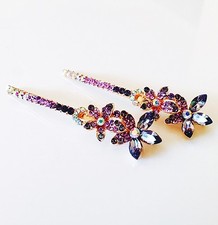 USA Bobby Pin Using Swarovski Crystal Hair Clip Hairpin Flower Bridal Purple M04