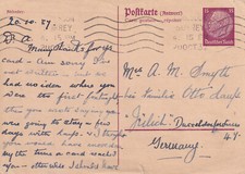 DR P 223 A - Antwortkarte 1937 aus England nach Jülich