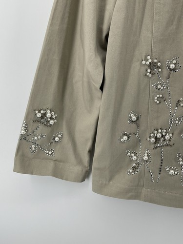 The Quacker Factory Zip Jacket Womens Size Medium Embellished Floral Beige Tan - Picture 4 of 11