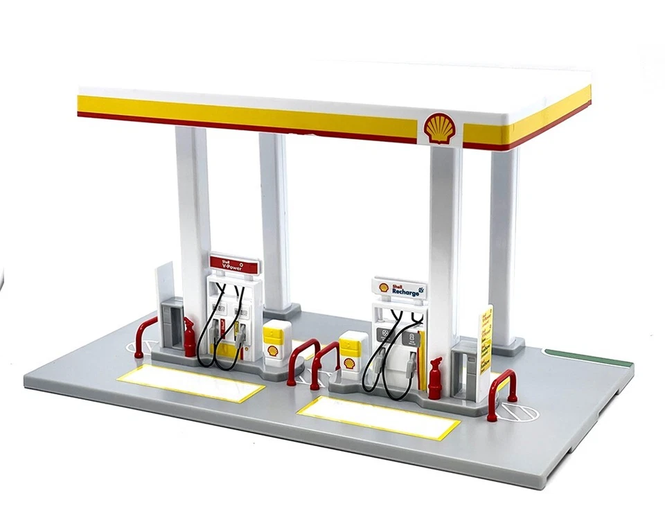 Shell Gas Station Playset w/ Volvo Oil Tanker and Volvo Tow Truck 1:64 Model Kit - Image 3 of 4