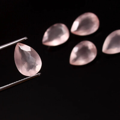 Lot of 50 Pcs Natural Rose quartz 5x3mm Pear Shape Faceted Cut Loose Gemstone