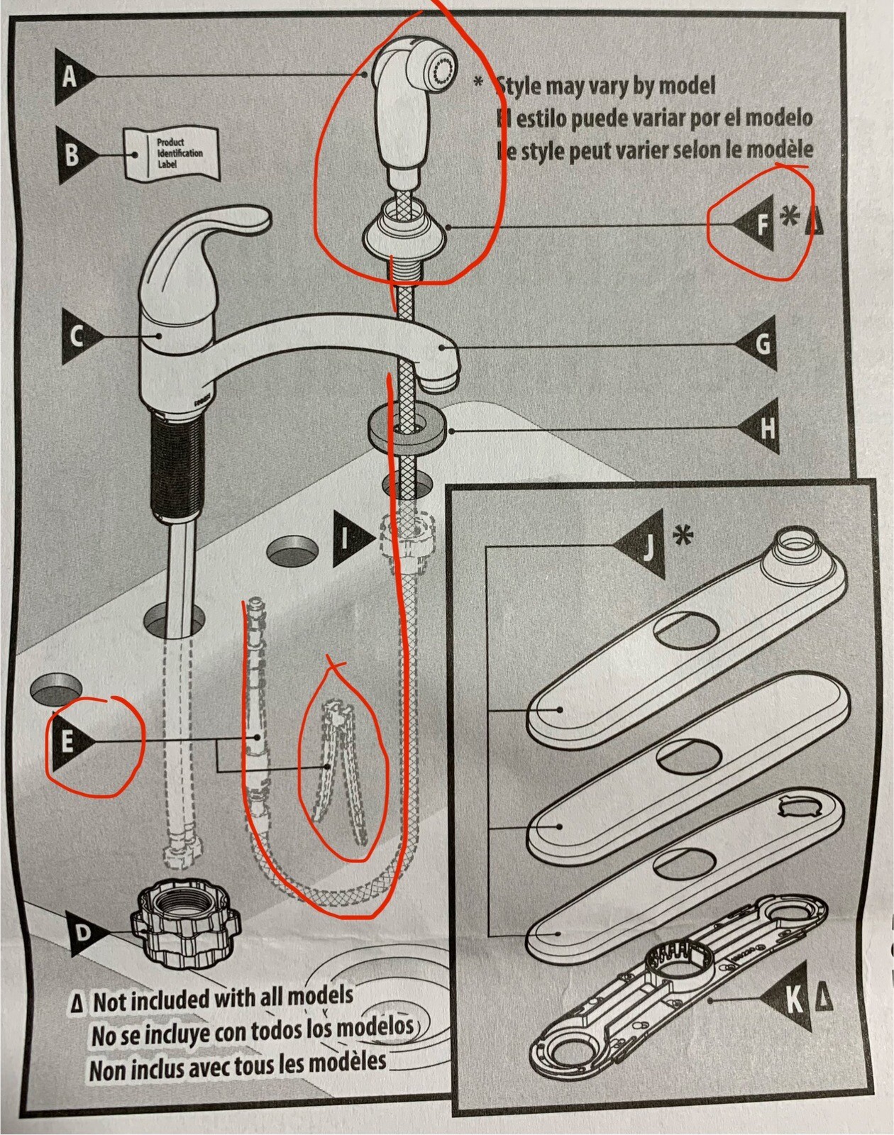 Moen Adler 87202 OneHandle Kitchen Faucet Chrome MISSING SIDE