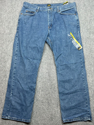 Lee Denim Jeans Mens 40x30 Blue Regular Fit Bootcut Cotton Pepper Wash Solid New