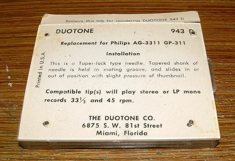 Aguja de fonógrafo 943D para Philips AG-3311 GP-311 -231, 683D PS-99 W335 EV5289D Foto 2 de 2