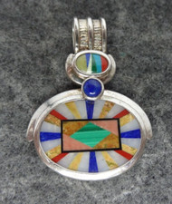 Whitney Kelly WK Lapis 925 Sterling Silver Mexican Design Inlay Pendant