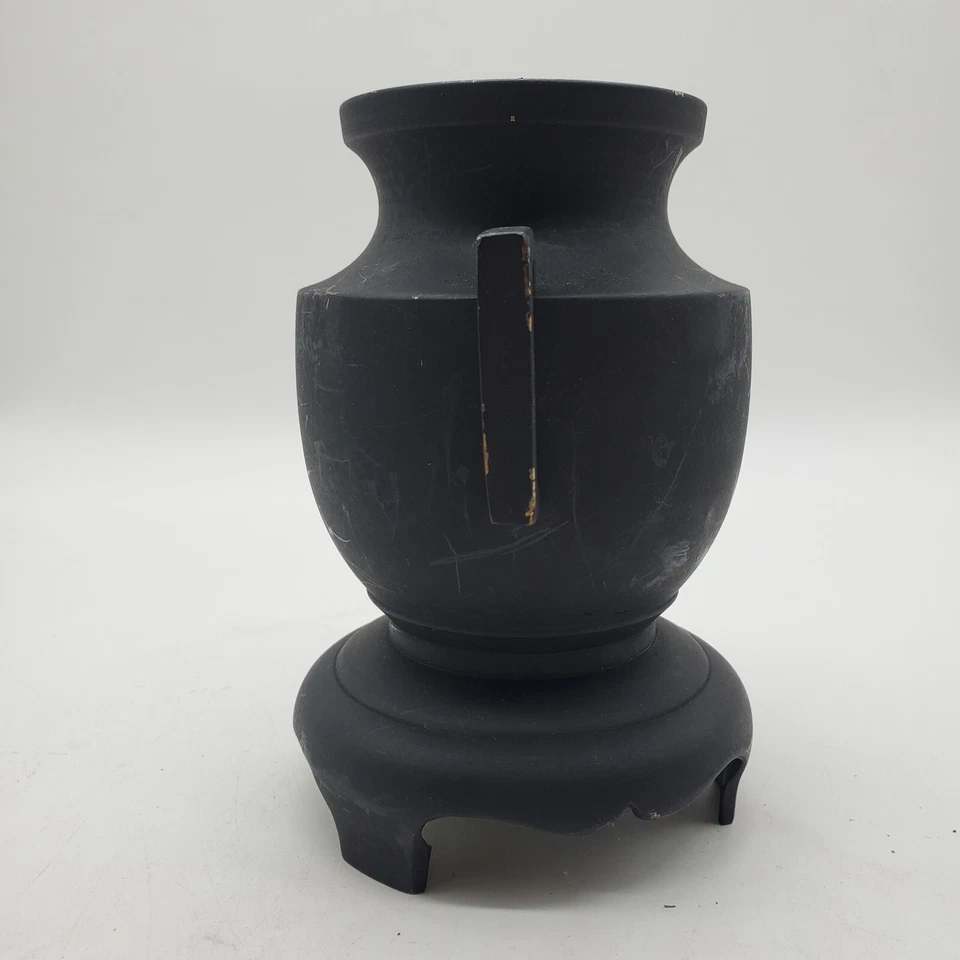Jarrón antiguo japonés Meiji jarrón de bronce negro con asas Foto 4 de 4