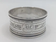Antique English Sterling Silver Napkin Ring "MP" initials engraving, dated 1911