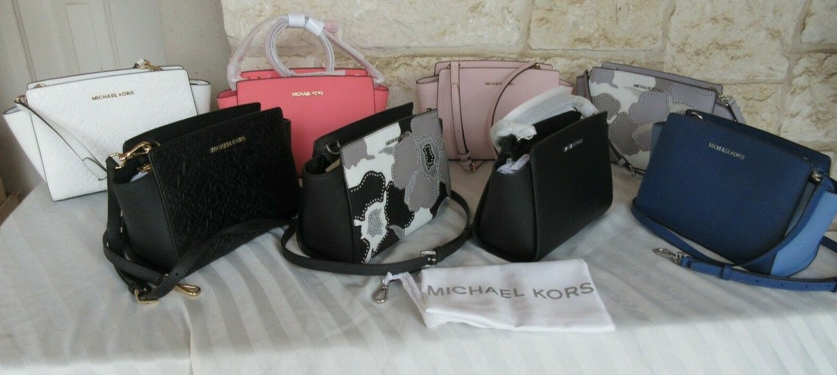 Michael Kors Selma X-body Black Pink White Blue Grapefruit Floral