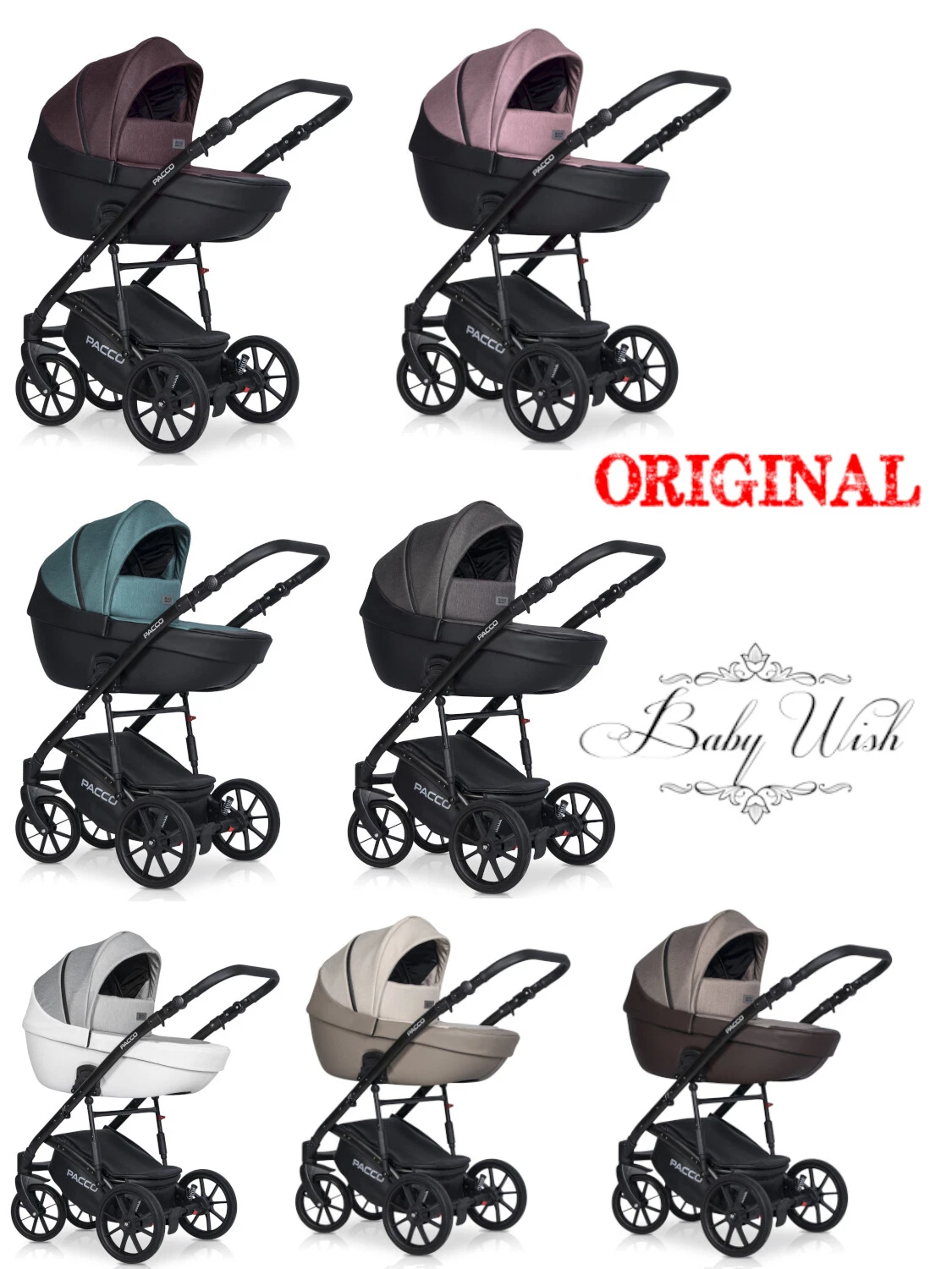 RIKO BASIC PACCO BABY PRAM 2in1 3in1 CARRYCOT + PUSHCHAIR + CAR SEAT + ISOFIX
