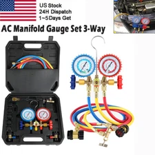 AC Manifold Gauge Set Brass HVAC R12 R134A R502 R404A R22 Air Refrigeration Kit*