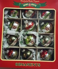 2022 Christopher Radko Shiny Brite 12ct Christmas Ornaments 2" Glass Ball Stripe
