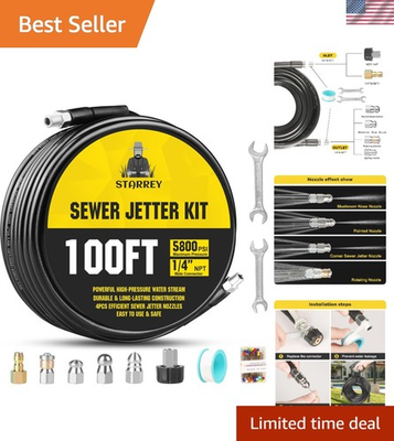 #ad #ad Effortless Drain Clearing with 5800 PSI Sewer Jetter Kit 100ft Hose Included $116.88
