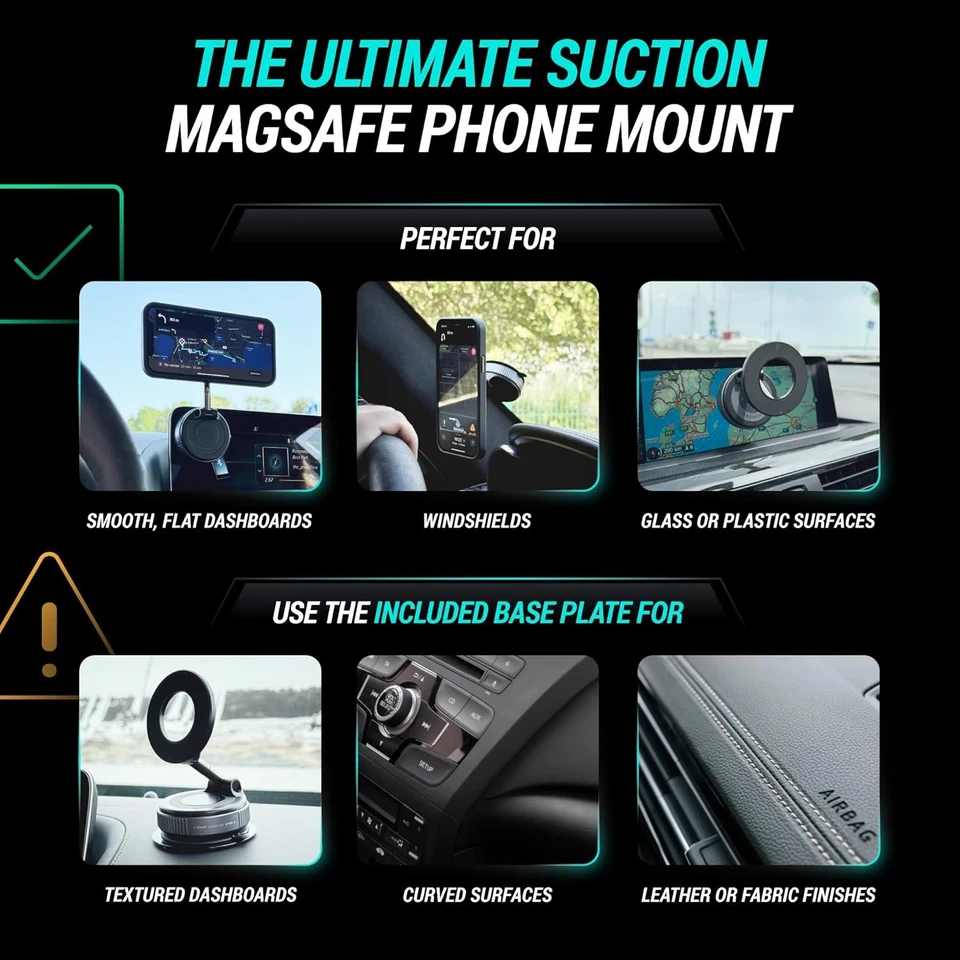 Magnetic Car Phone Holder Foldable Vacuum 360° Rotating Suction Cup Phone Mount - Image 3 of 4