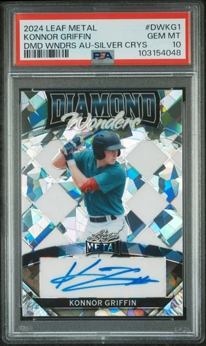 Rare POP 2 2024 Leaf Metal Diamond Auto #DWKG1 Konnor Griffin /15 Crystal PSA 10