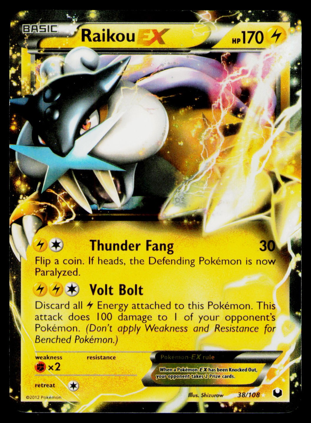 Raikou EX Holo #38/108 Ultra Rare Pokemon Dark Explorers NM