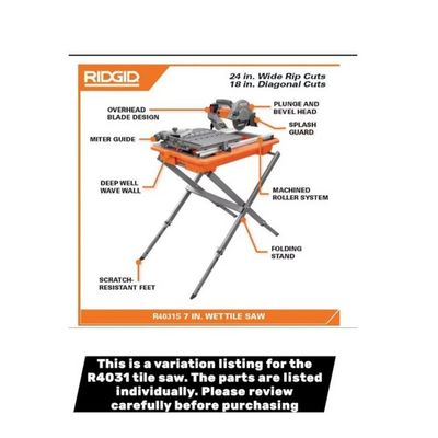 #ad RIDGID 9 Amp 7 in. Blade Corded Wet Tile Saw Accessories VARIATION LISTING $41.97