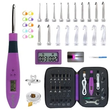 18 Size Counting Crochet Hook Set with Light & Counter - 2.0mm~14.0mm Recharg...