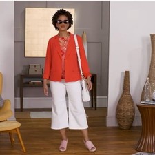 NYDJ Wide Leg Denim Crop Jeans Cool Embrace Optic White Size 8 NEW