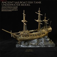 Antiguo velero pecera modelo submarino paisaje resina estatua modelo adorno