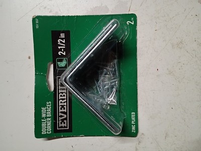 (2-Pk) Everbilt DoubleWideCornerBrace Zinc-Plated 2-1/2'' #151 557 FREE SHIPPING
