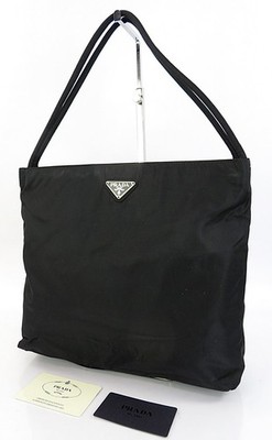 Authentic PRADA Black Nylon Tote Bag Purse #63425