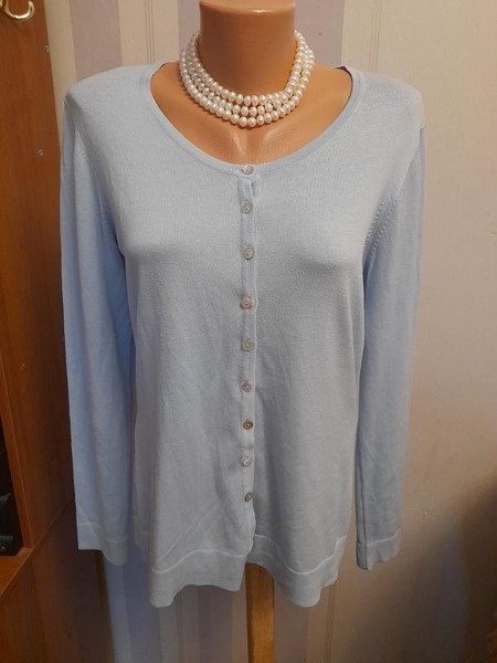 Women Peter Hahn Sweater Blue Cotton 40 / L / 48 #C87M