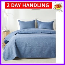 Queen Quilt Bedding Set,Bluish Grey Ultrasonic Full/Queen Quilt Set,Lightweig...