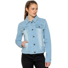 Enzo Womens Denim Stretch Jacket Ladies Classic Button Up Casual Coat UK Sizes