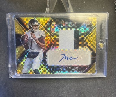 2022 Select Prizm Malik Willis TRUE Gold Rookie Patch Auto /10 Dolphins QB1  