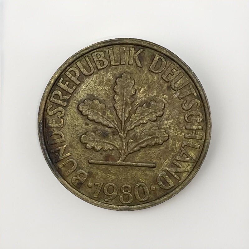 1980 F Germany 10 Pfennig Coin West Germany Stuttgart World Coin KM#108