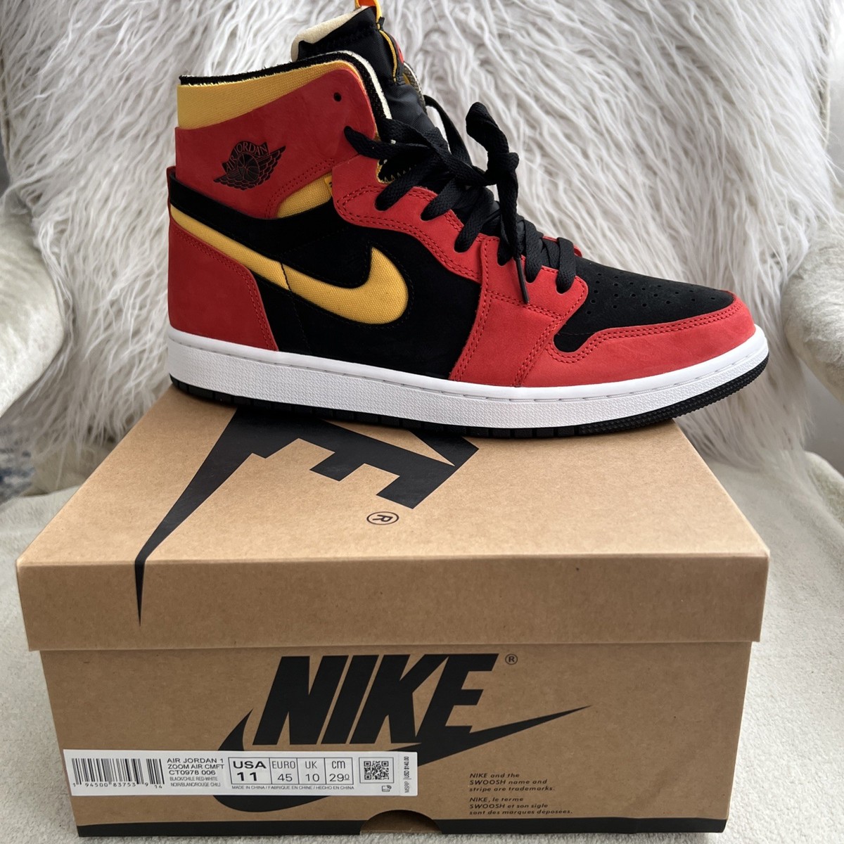 Size 11 Jordan 1 High Zoom Air CMFT Black Chile Red Shoes CT0978