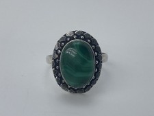 Sterling Silver 925 Handmade Bezel Set Malachite Green Boho Ring Sz 8.5