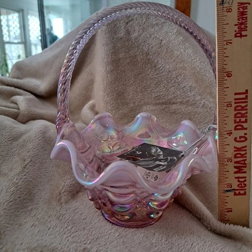 Fenton Basket Pink 100 Years 1905 to 2005 Sticker and Tag