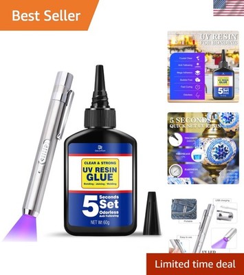 UV Resin Kit with Light, 60g UV Glue for Bonding & Curing in Seconds - Profes...