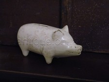 antigua alcancía blanca amarilla todavía primitiva 5,25"x2,5" primitiva aafa p