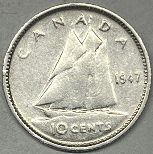 1947 Canada 10 Cents Dime. W/O Maple Leaf