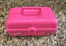 VINTAGE 1992 Barbie CABOODLES pink MAKE UP case for doll 3"