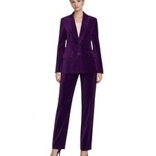Vintage Escada Sport Velvet Pinstripe Pantsuit Purple Size 36 retail 1150