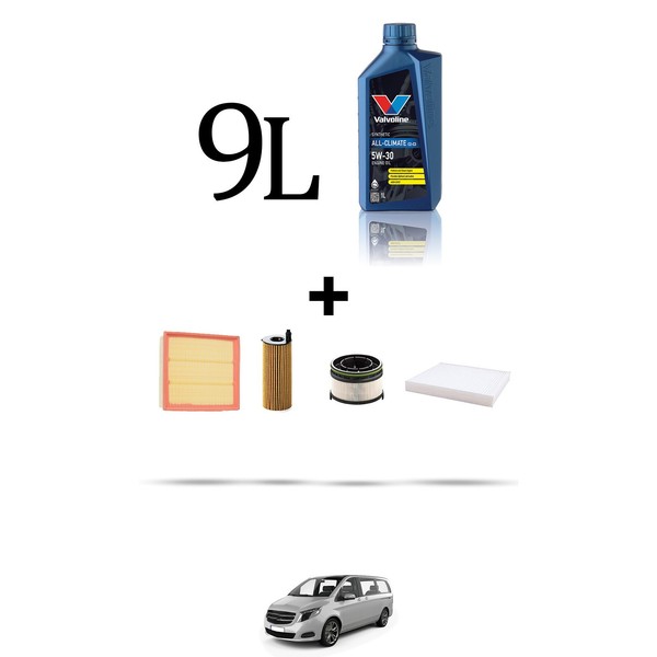 Hoffcar Wartungsset 4 Filter Und 9L ÖL FüR Mercedes Klasse V II (447) 300 CDI-image