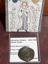 Byzantine Empire 1020-1028  Ae 30mm Anonymous CHRIST Follis  C333