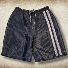 Vintage 90s Express 7 inch Board Shorts Size L Shiny Nylon Blend Striped Surfing